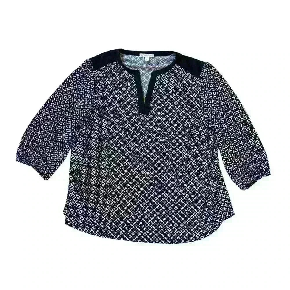 Dressbarn Geometric Print Blouse Sz 1X